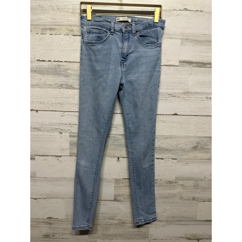 Levi's 720 High Rise Super Skinny Jeans Girls 12 Light Blue Denim EUC